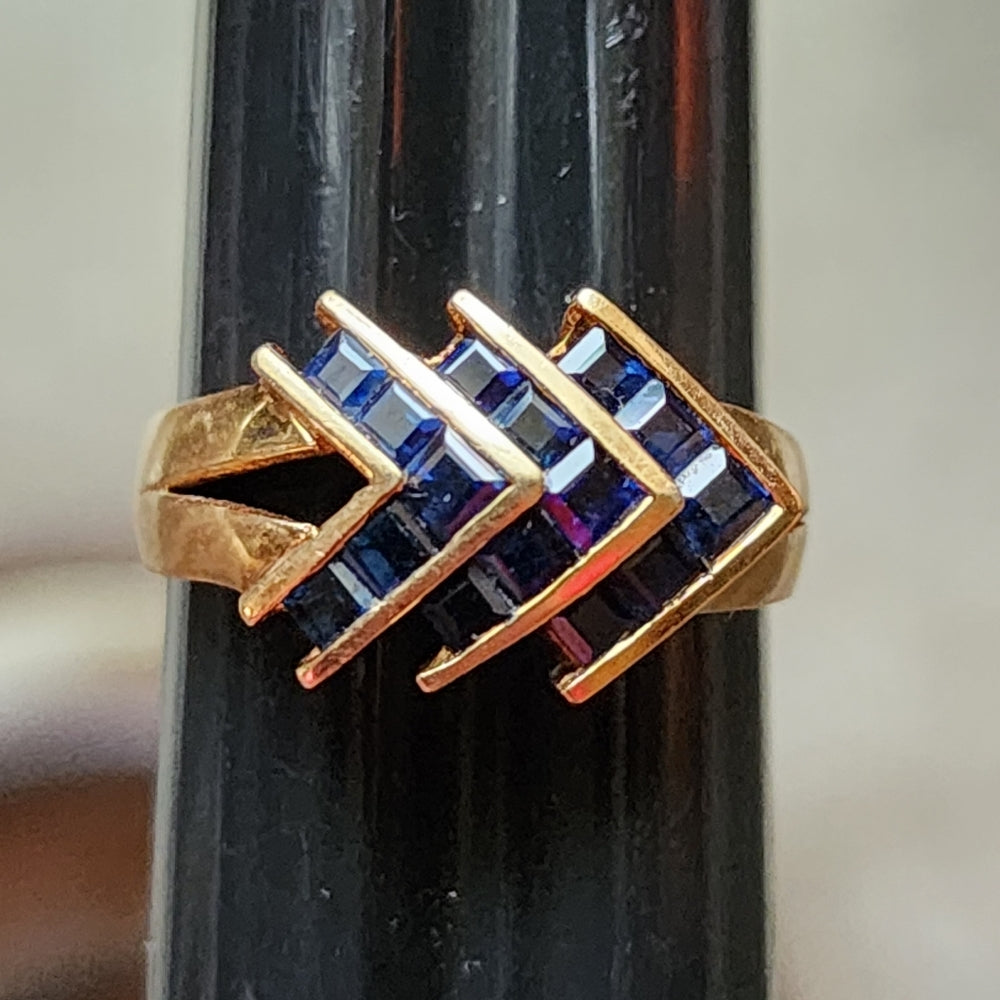 14k gold  blue sapphire ring size 6.5 wedding anniversary promise