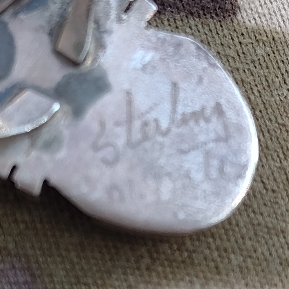 Artist sign sterling silver handmade native American MOP ring size 6.25