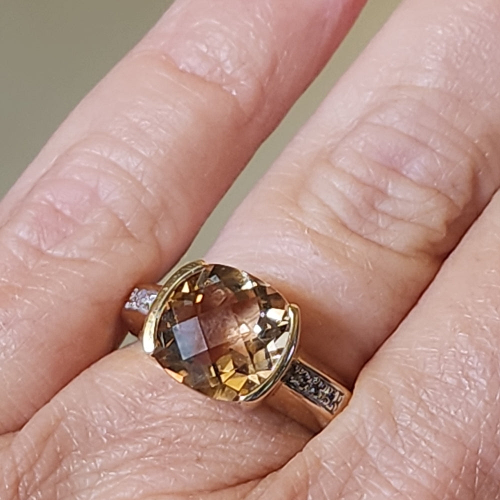 Quality JCR 10k  karat yellow gold smoky quartz ring size 6.75