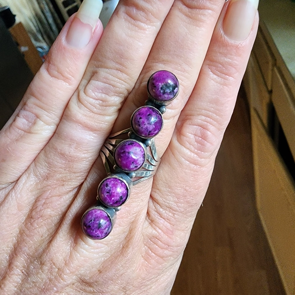 Long purple Mojave type sterling silver ring size 8.5