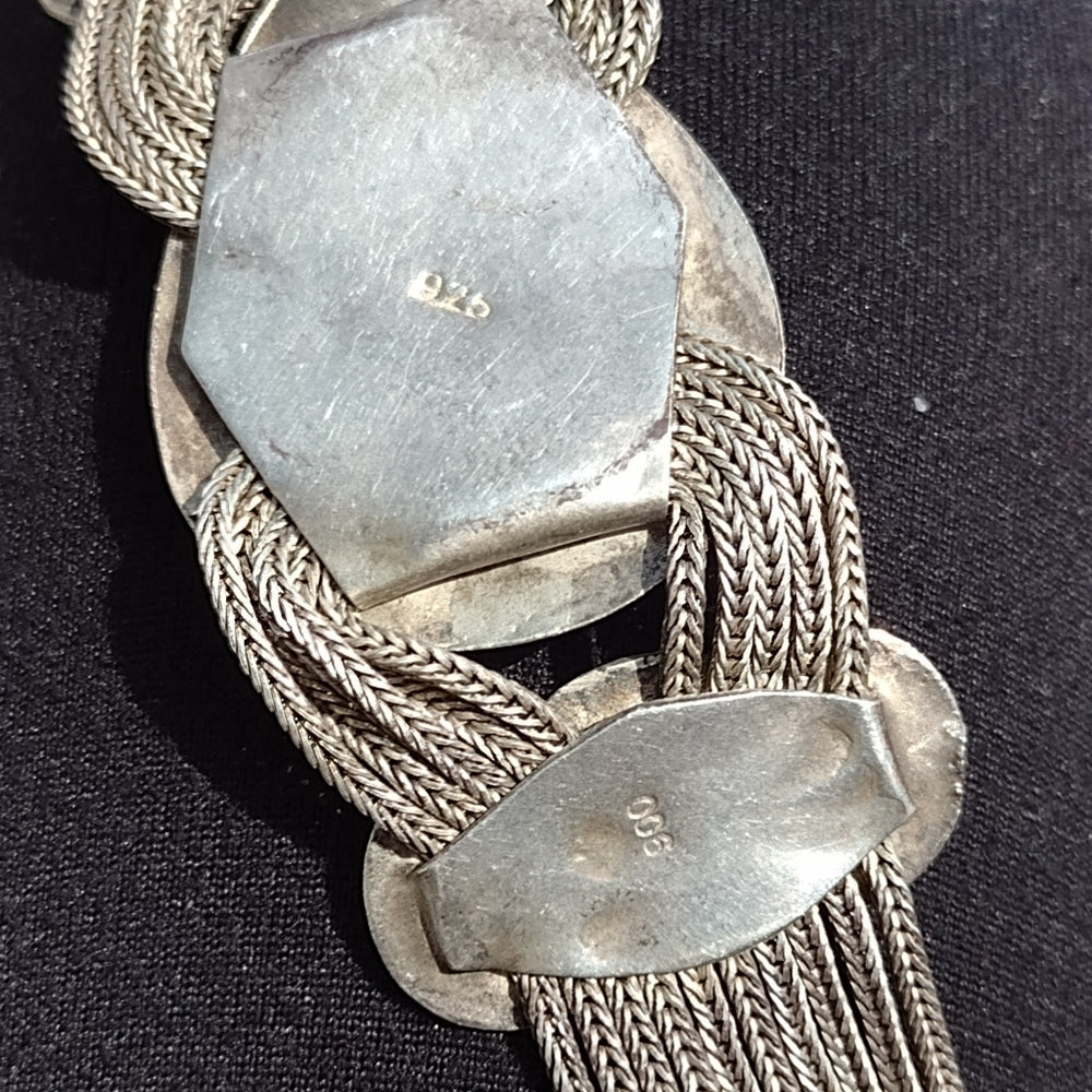 Antique sterling silver and turquoise bracelet 8"
