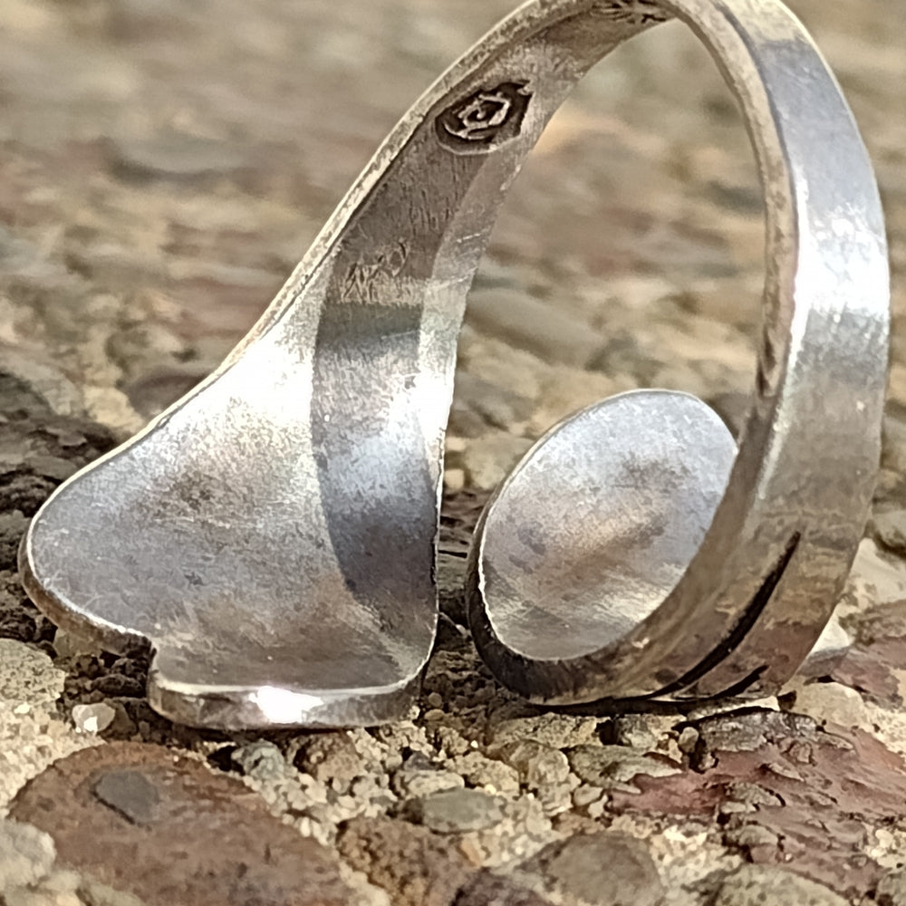Vintage tasco Mexico sterling silver bypass ring size 8 has flax adjust …