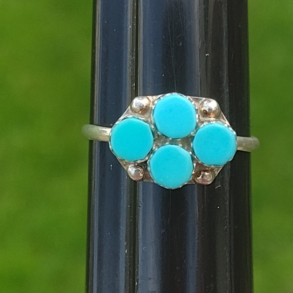 Sterling silver blue turquoise color stones ring size 6.75