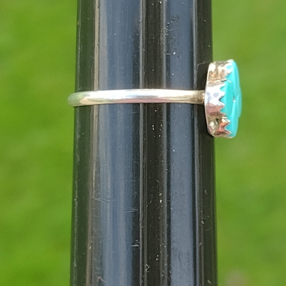 Sterling silver blue turquoise color stones ring size 6.75