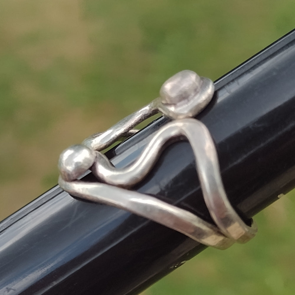 Sterling silver modernist Mid Century geometric type ring size 8.5