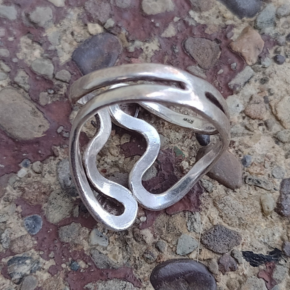 Sterling silver modernist Mid Century geometric type ring size 8.5