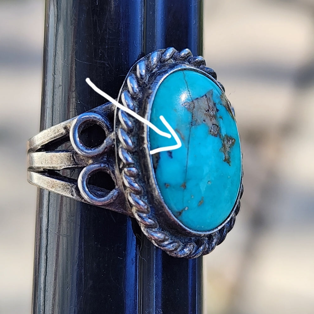 Vintage Sterling silver Native American Turquoise Ring as is size 8.5