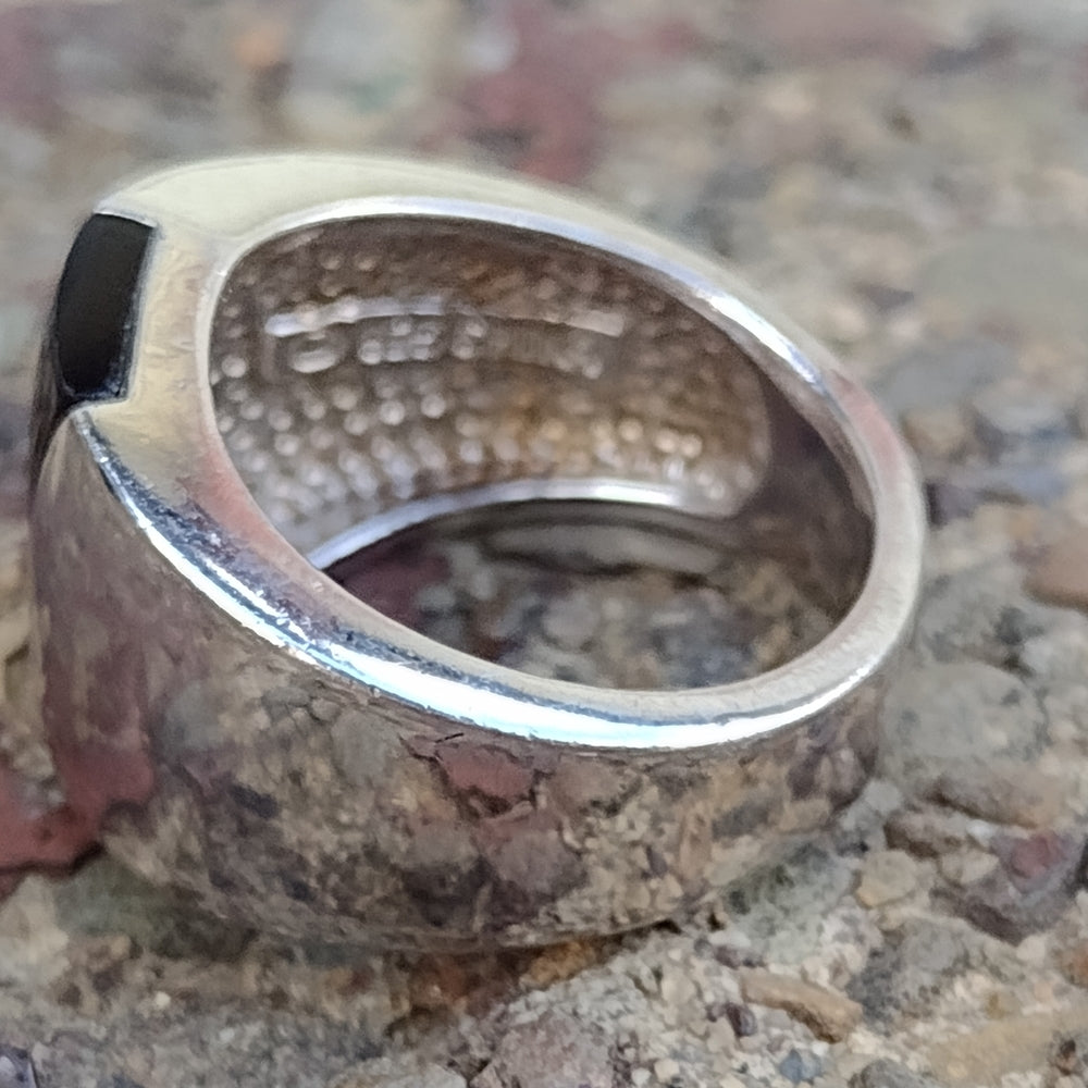 Sterling silver and onyx ring size 6 wedding engagement biker jewelry