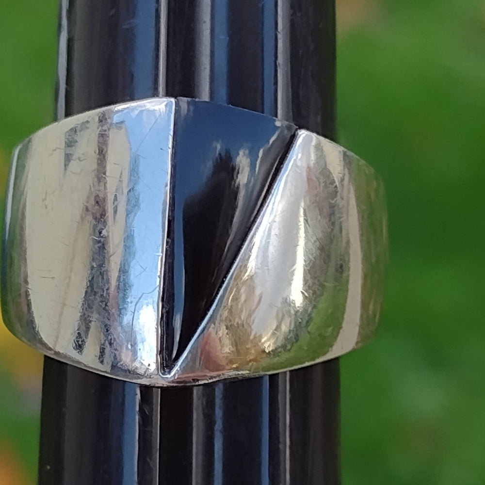 Sterling silver and onyx ring size 6 wedding engagement biker jewelry