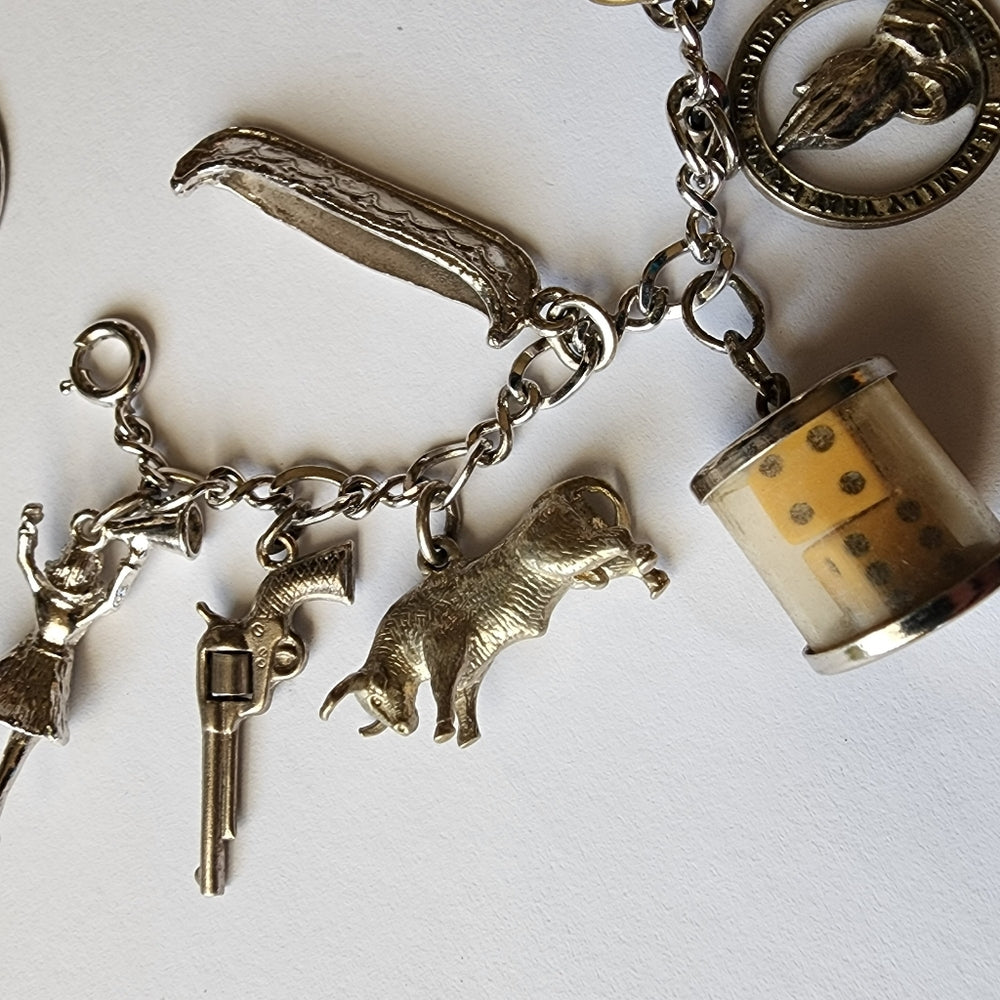 Sterling silver charm bracelet with charms Christmas tree Native America…