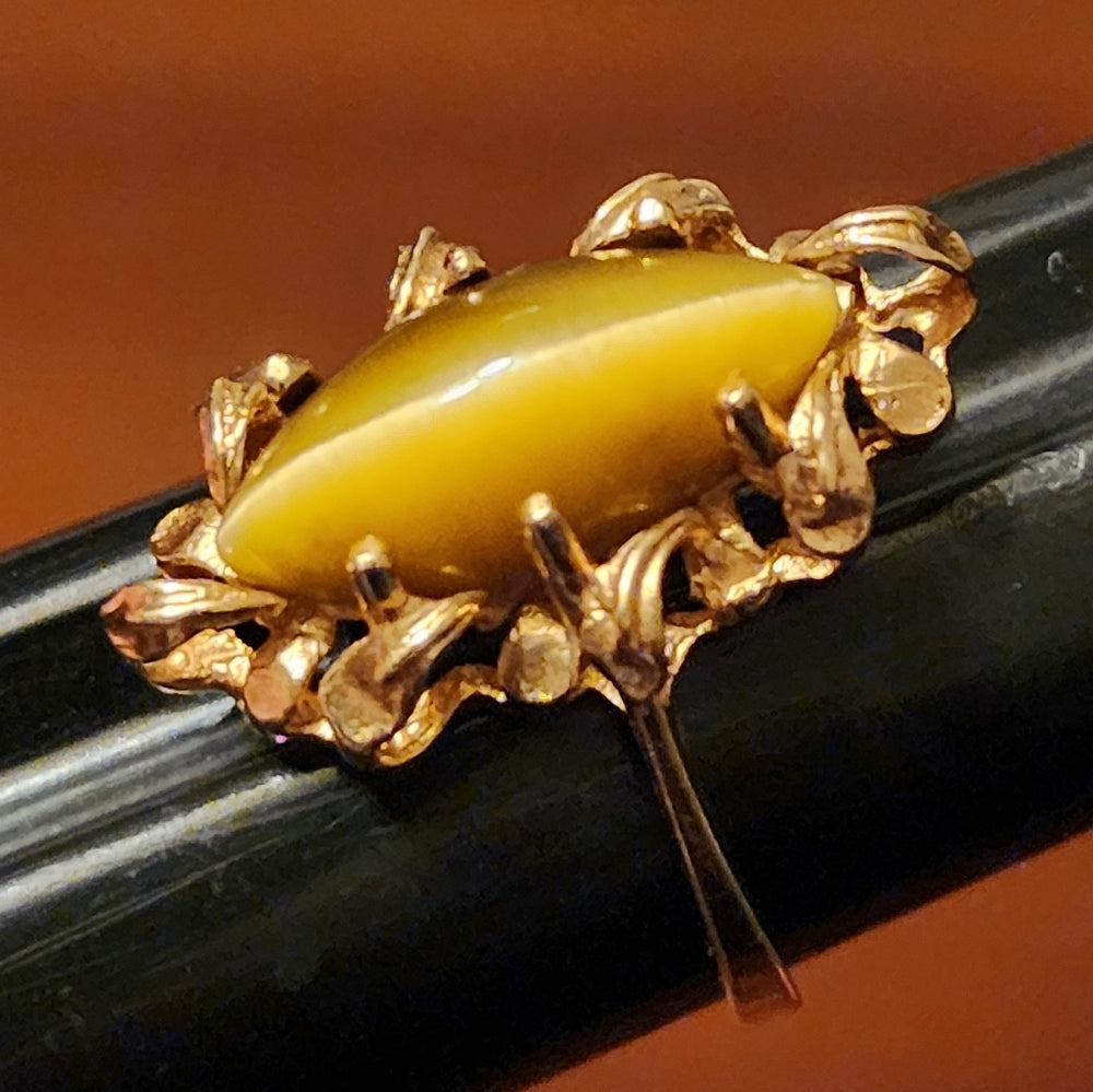 14K gold tiger's eye ring size 6.25  fine vintage jewelry