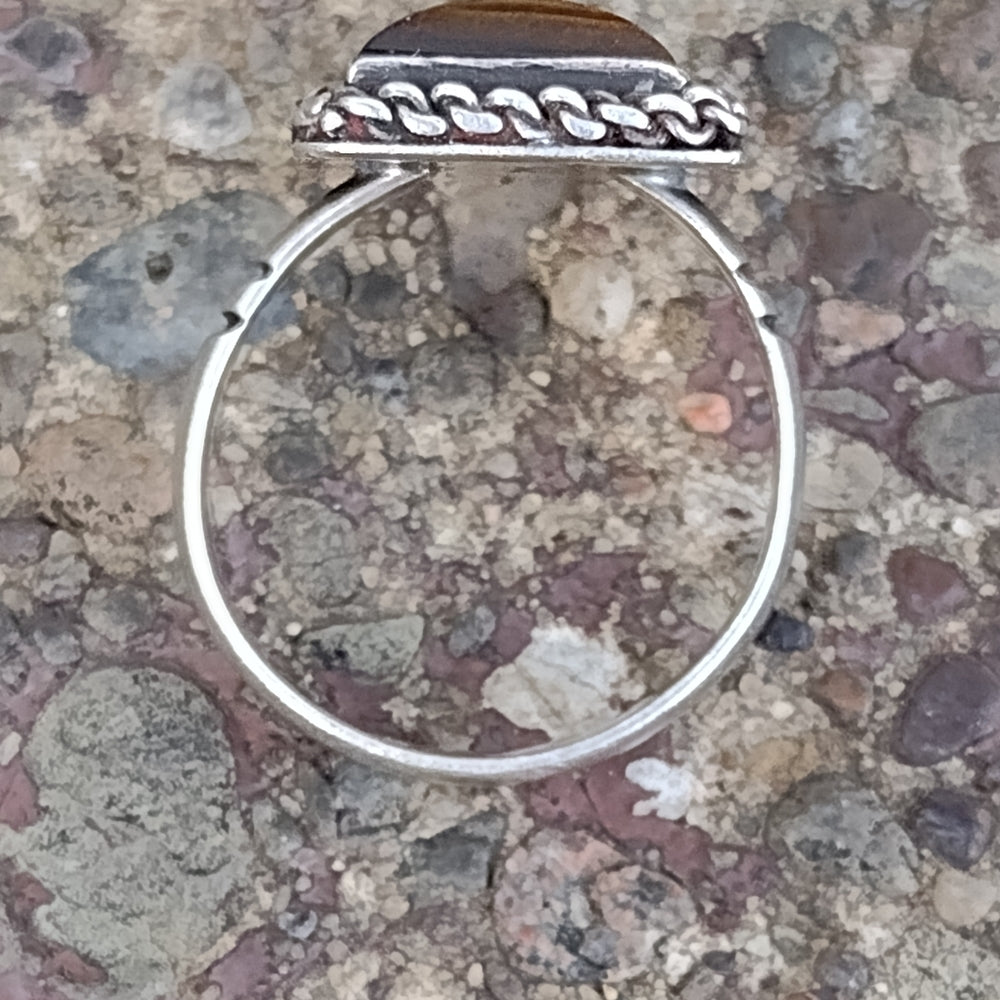 Vintage Sterling silver tiger's eye ring size 6.5 fashion fine jewelry