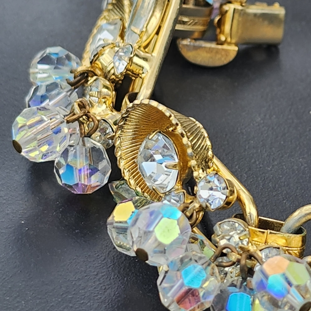 Vintage unsigned Julianna rhinestone Crystal aurora borealis bracelet 5 jewelry