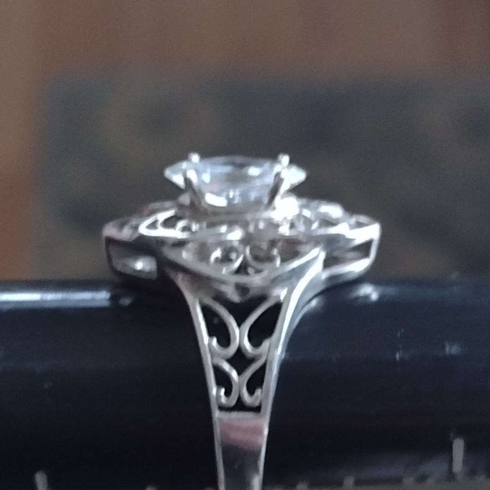 Sterling silver cubic zirconia ring size 5.5 signed DQ CZ from QVC jewelry