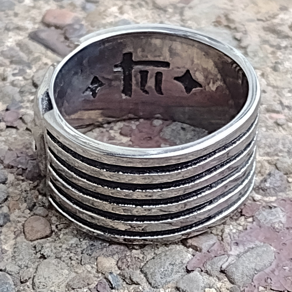 Stainless steel biker ring signed size 13 unisex wedding engagement band skull