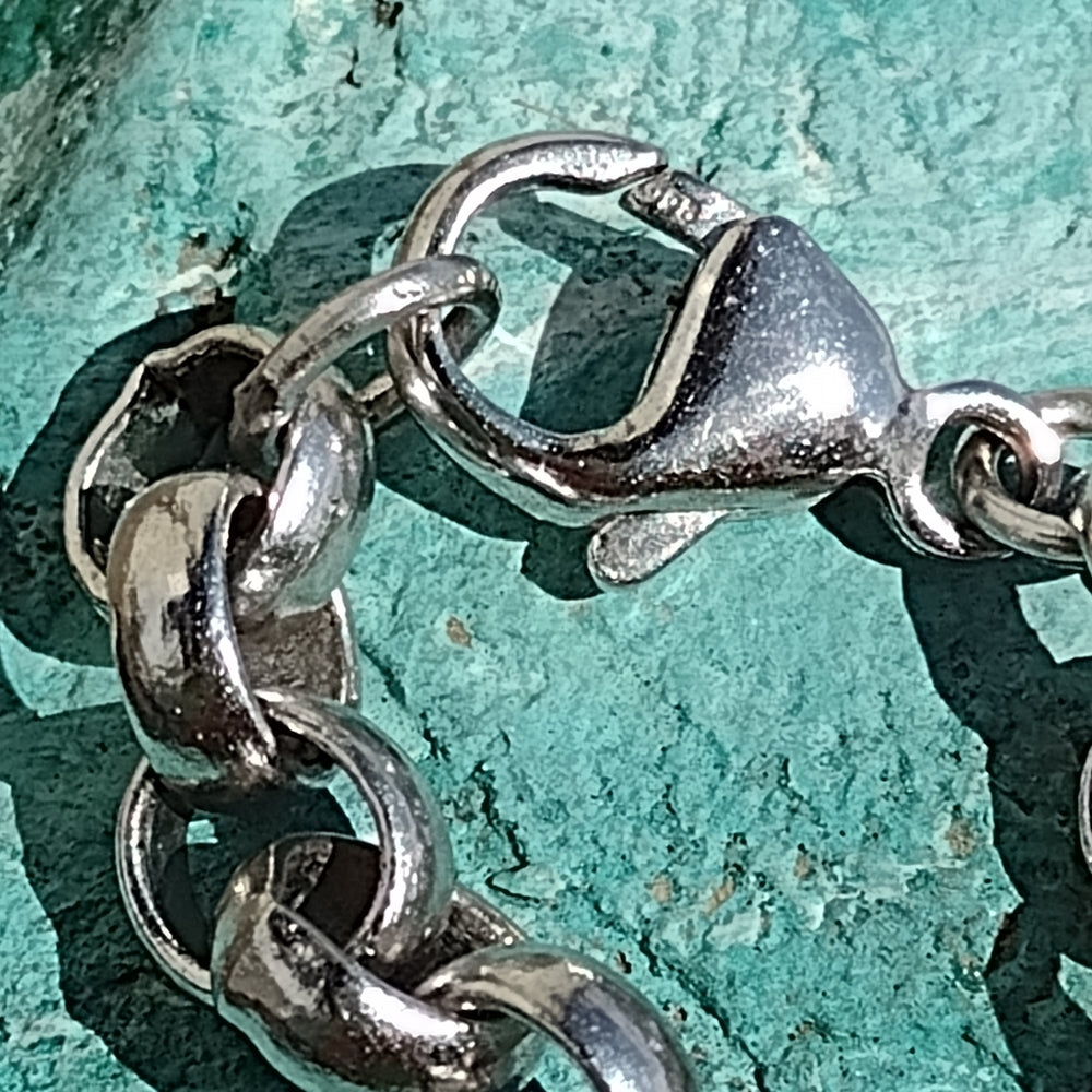 Sterling silver link bracelet with heart and cross charms Valentines day gift