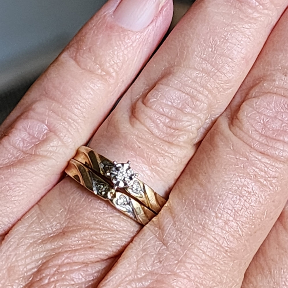 10K gold diamond bridal set size 7 wedding engagement band promise ring