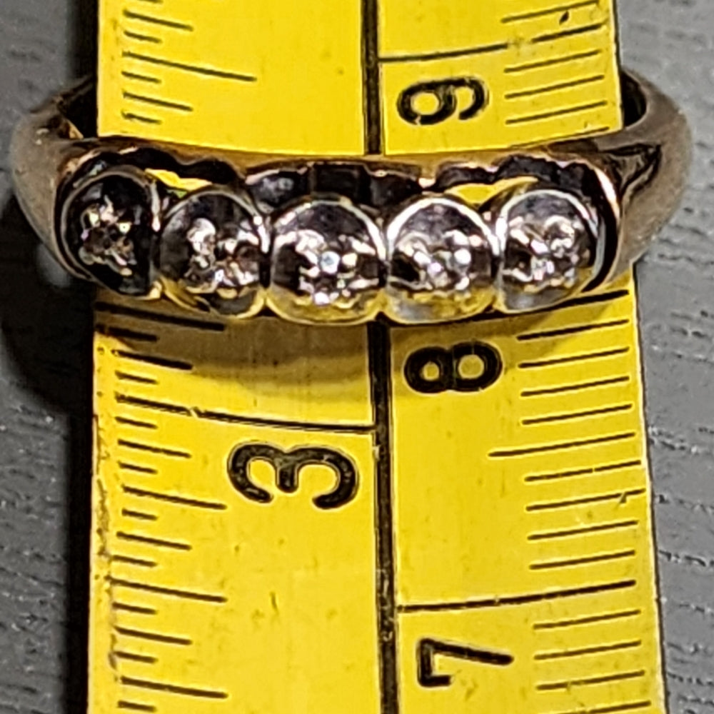 10k yellow gold dainty diamond ring wedding engagement antique jewelry sz 6.5