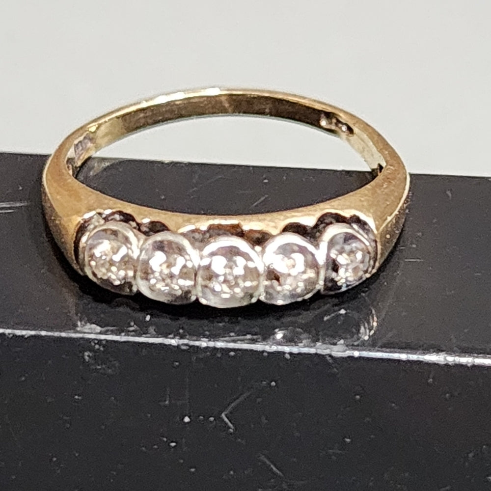 10k yellow gold dainty diamond ring wedding engagement antique jewelry sz 6.5