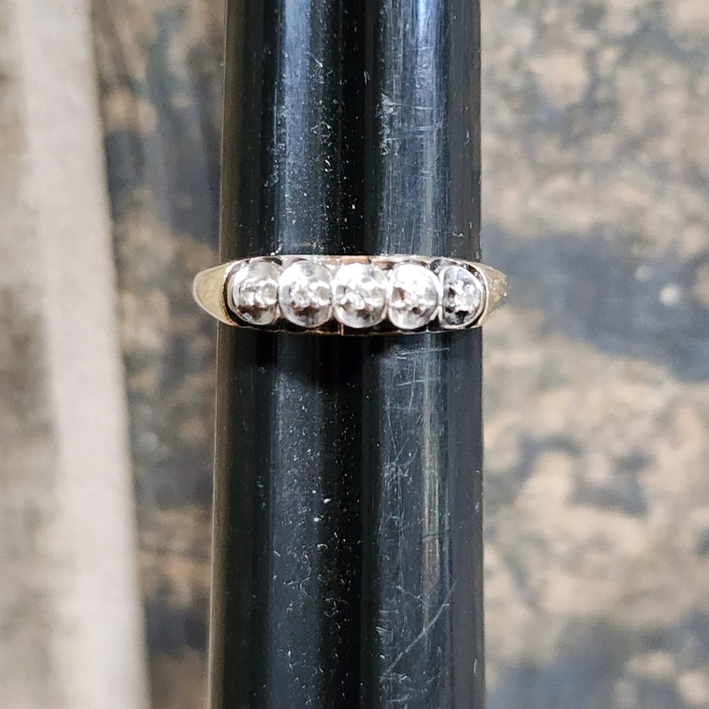 10k yellow gold dainty diamond ring wedding engagement antique jewelry sz 6.5