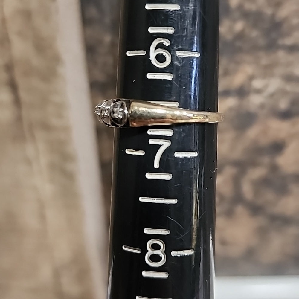 10k yellow gold dainty diamond ring wedding engagement antique jewelry sz 6.5