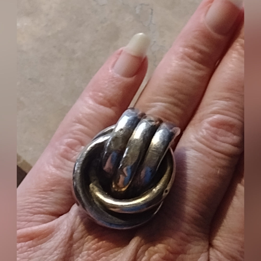Mexican artist signed handmade sterling silver chunky big statement ring sz 7