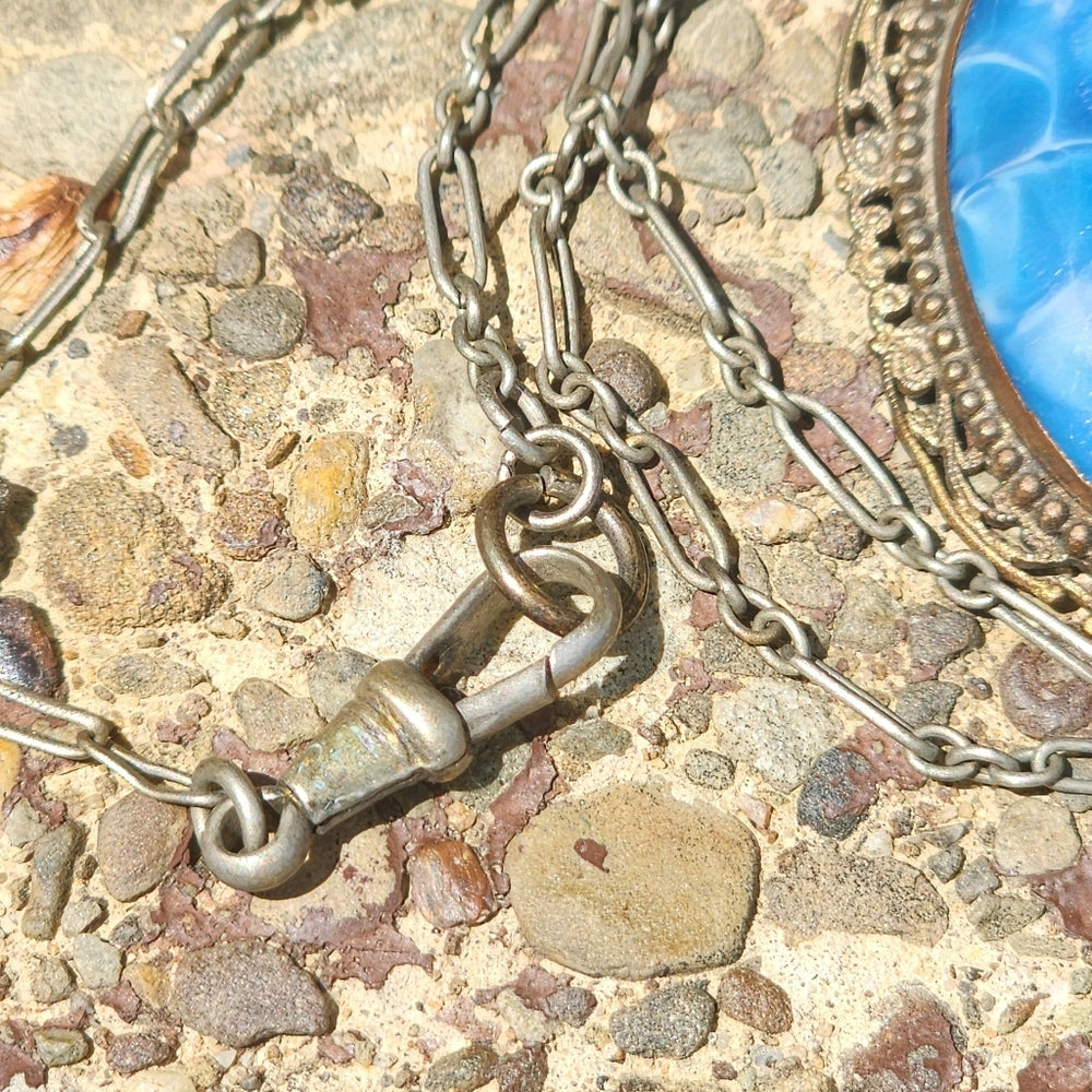 Antique art deco blue pendant and watch fob Art Deco jewelry