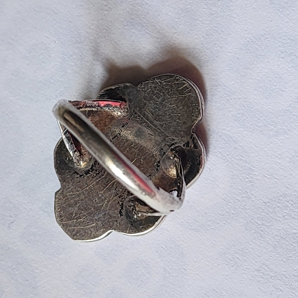 Vintage Native American sterling silver ring size 7.5 green stone fine jewelry