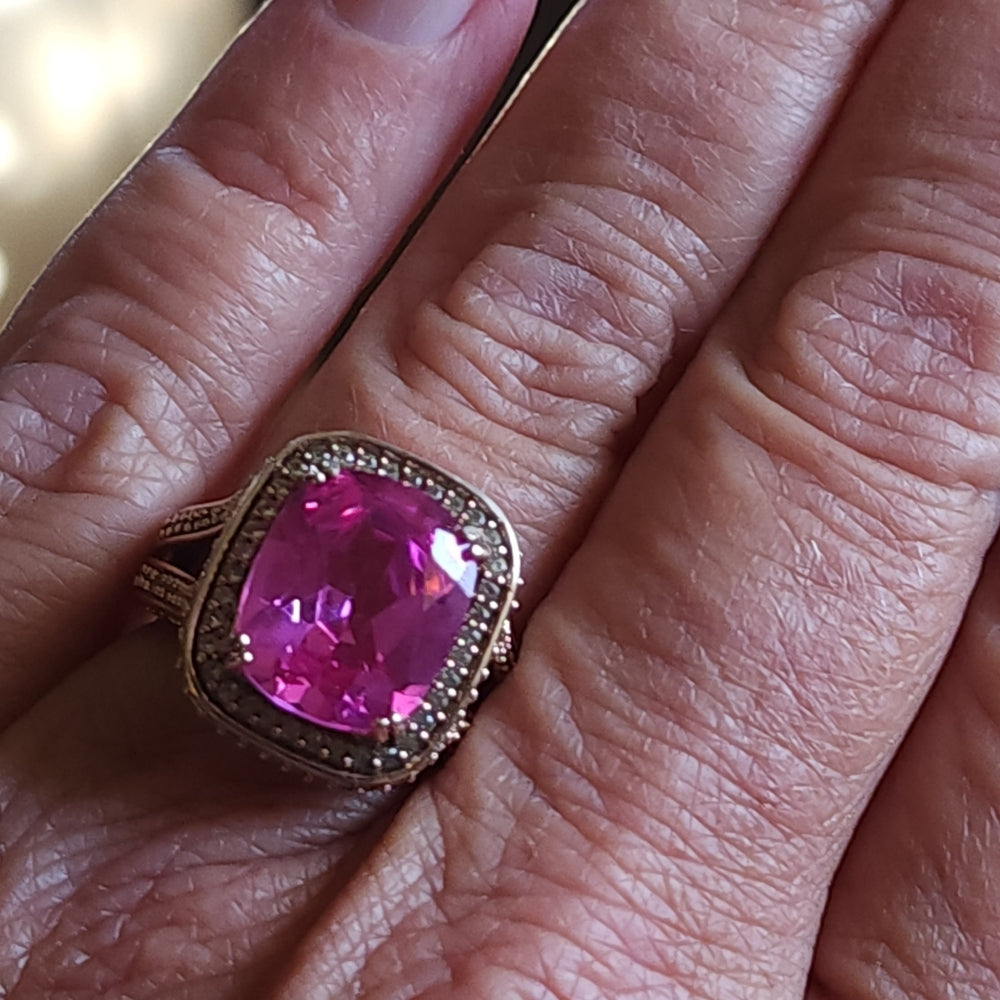JWBR Renaissance new york pink sapphire & diamonds sterling silver ring …