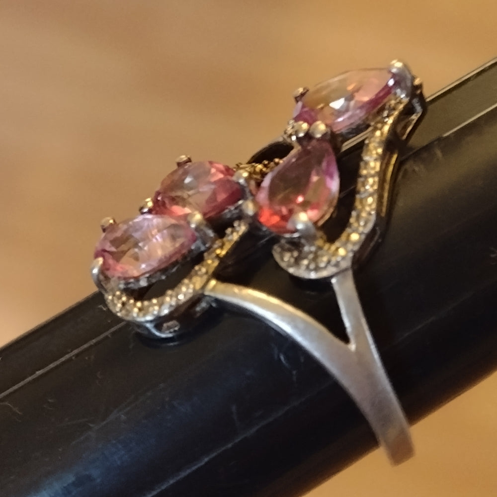 Sterling silver with pink rhodolite ring size 8.5 by the genuine gemston…