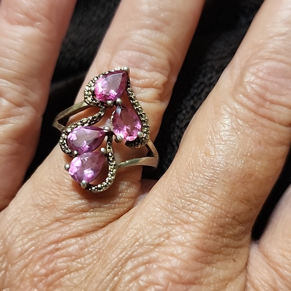 Sterling silver with pink rhodolite ring size 8.5 by the genuine gemston…