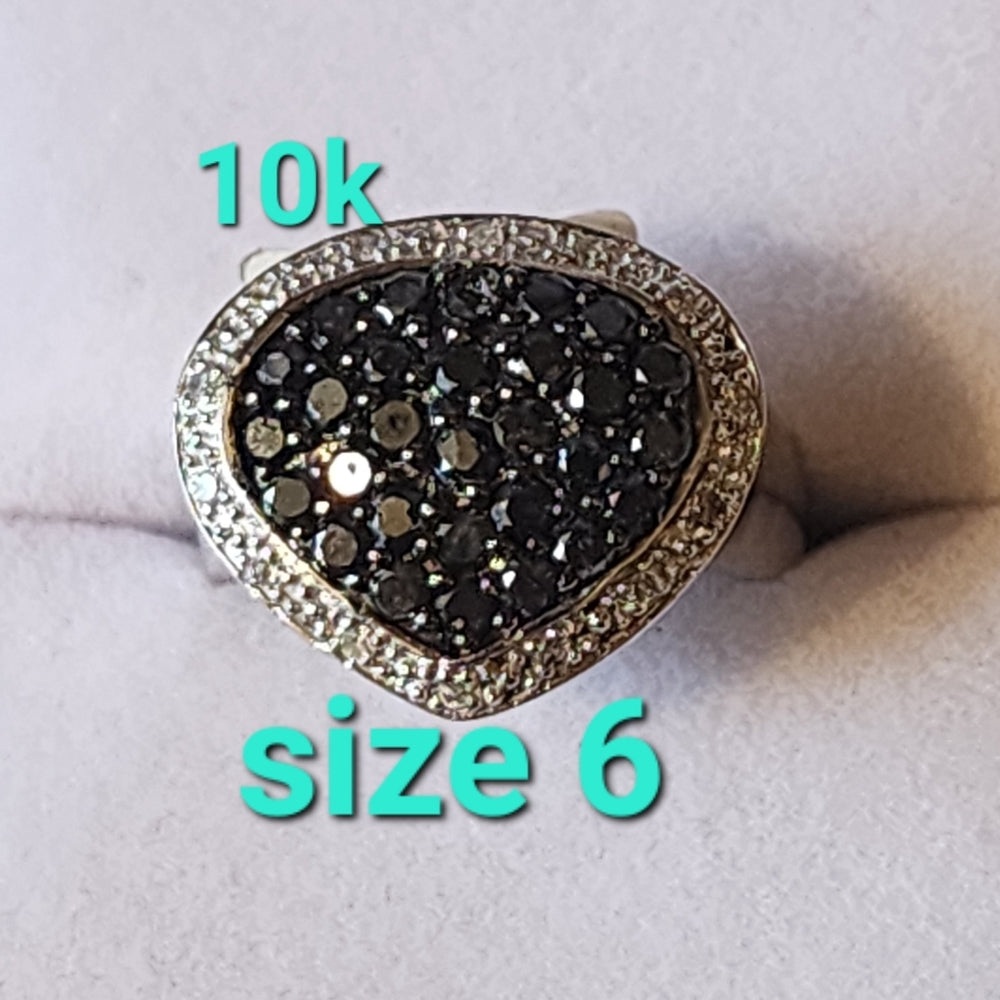 10k karat white gold black and clear diamond ring size 6 retails for ove…