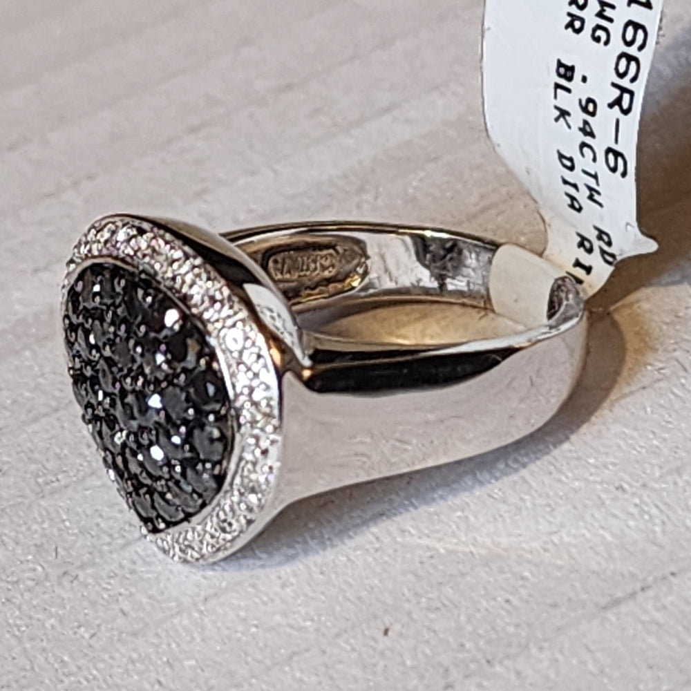 10k karat white gold black and clear diamond ring size 6 retails for ove…