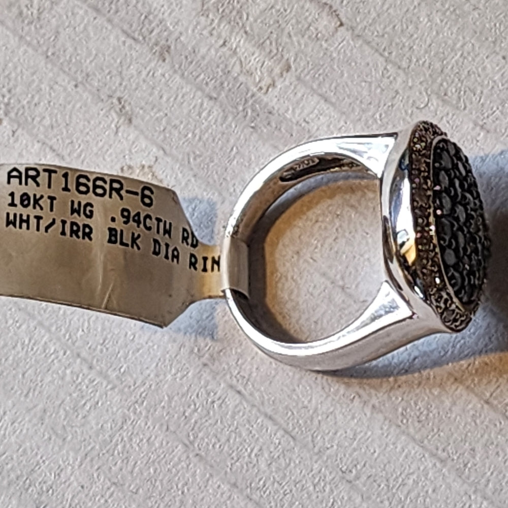10k karat white gold black and clear diamond ring size 6 retails for ove…