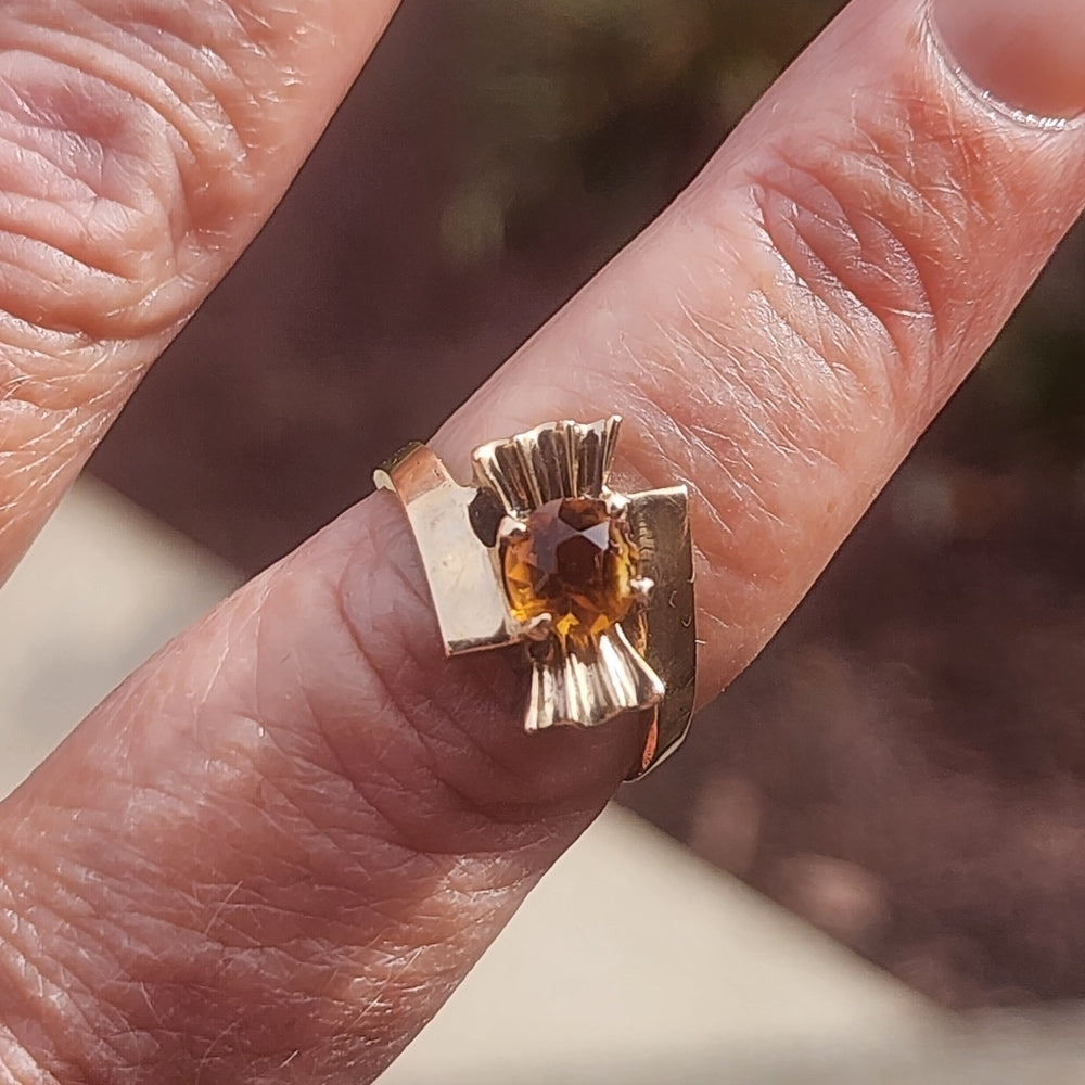 Antique Dainty 10k gold citrine ring size 6.25 fine jewelry wedding engagement