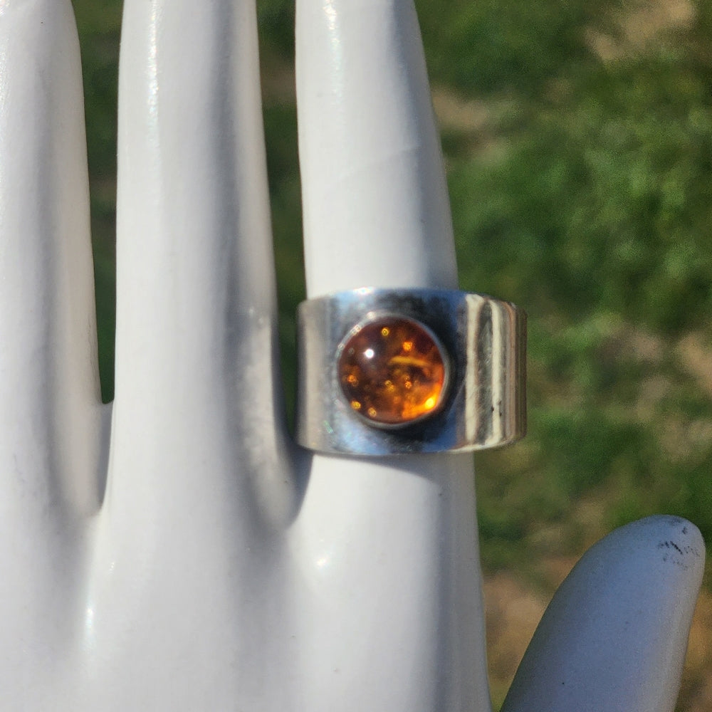 Vintage sterling silver baltic amber ring size 9.5 Sweden Finland Baltic…