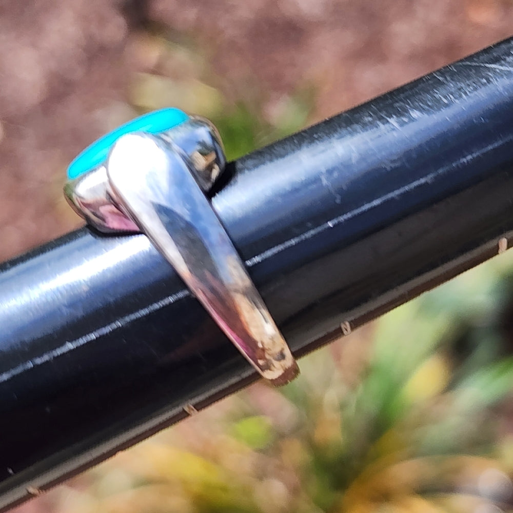 Sterling silver ring with blue turquoise stone  sz9.5 unisex men women jewelry