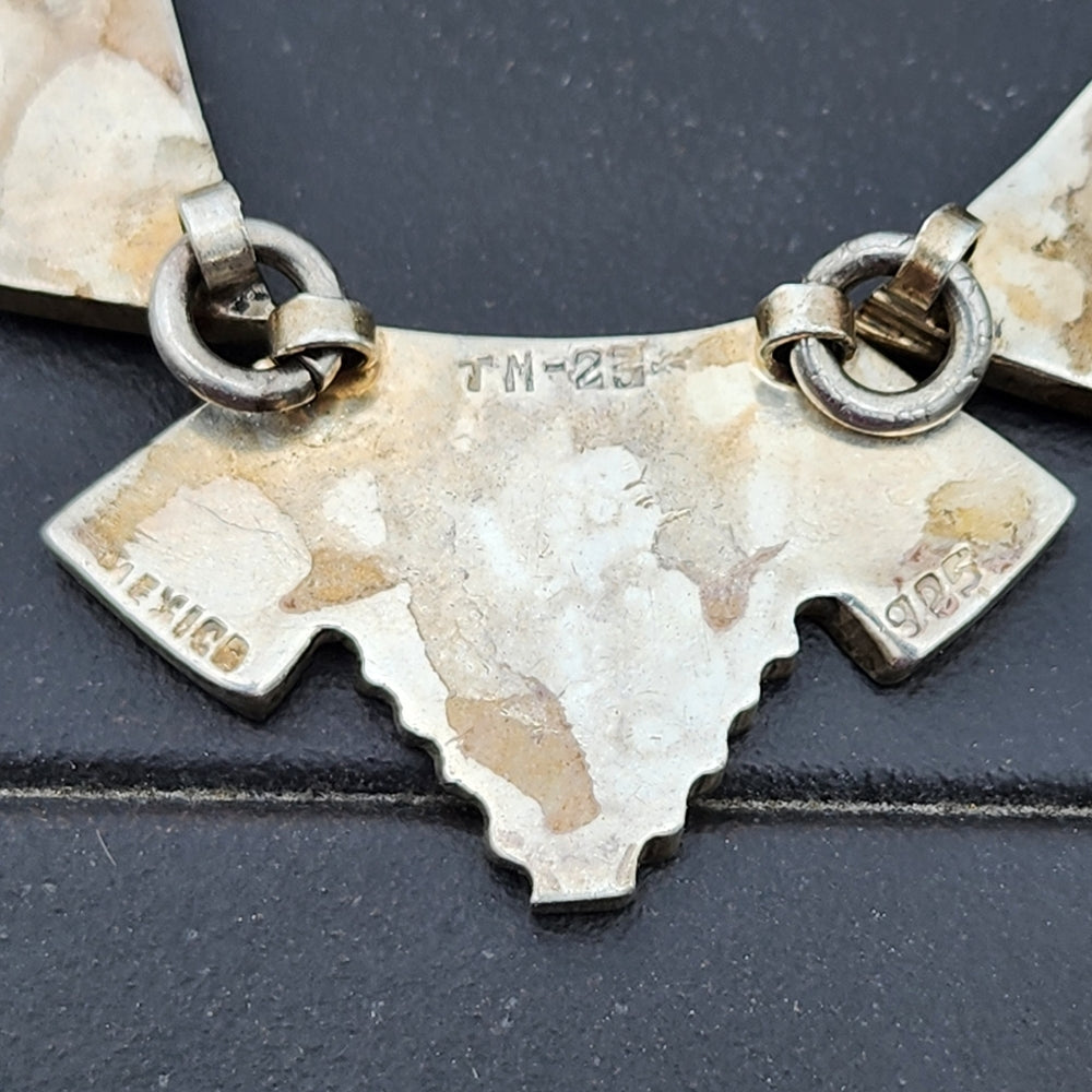Vintage Taxco Mexico Sterling Silver Crushed turquoise inlay Necklace jewelry