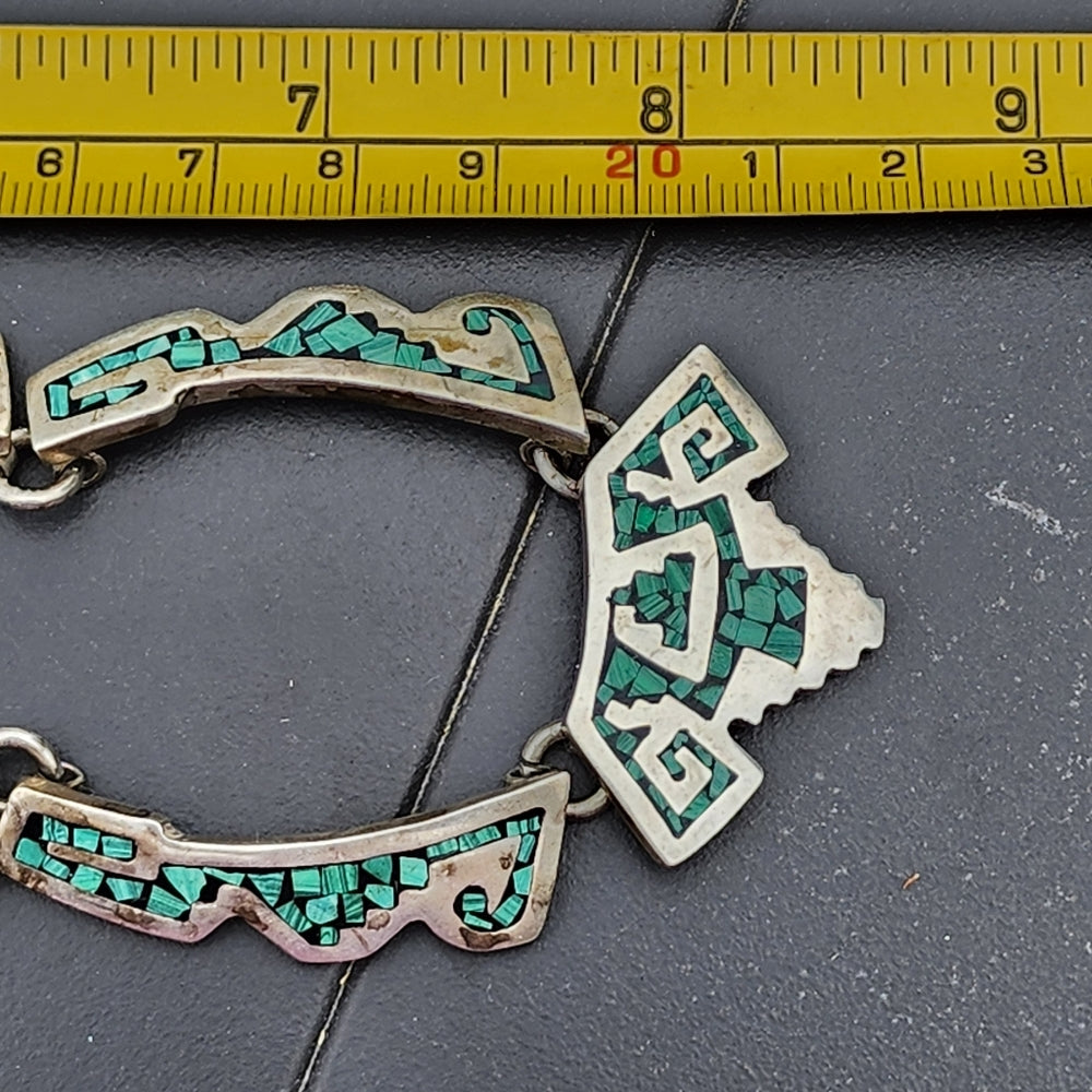 Vintage Taxco Mexico Sterling Silver Crushed turquoise inlay Necklace jewelry