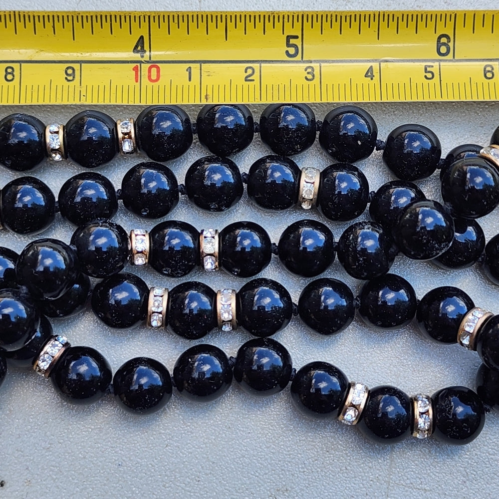 5 strand Black Onyx rhinestone fashion statement jewelry Necklace