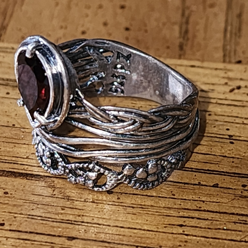 PZ israel Sterling silver red Garnet layered look ring size 10 fine jewelry