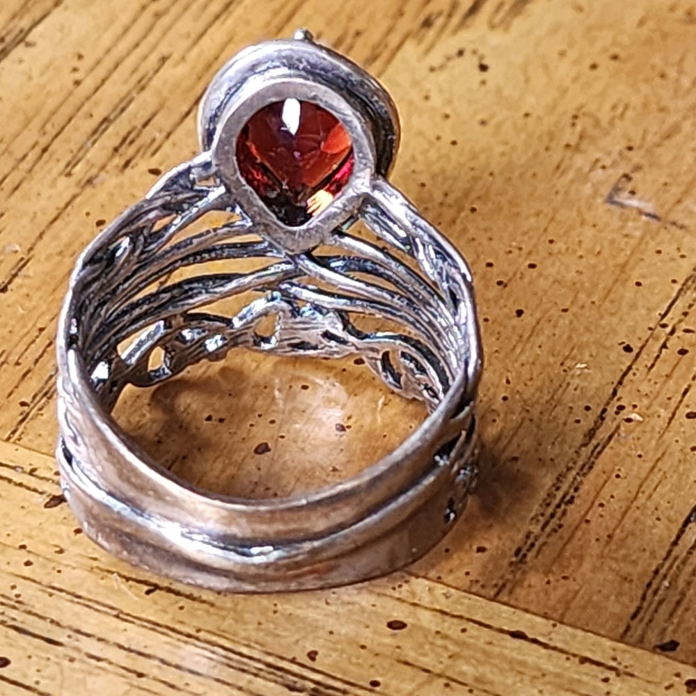 PZ israel Sterling silver red Garnet layered look ring size 10 fine jewelry