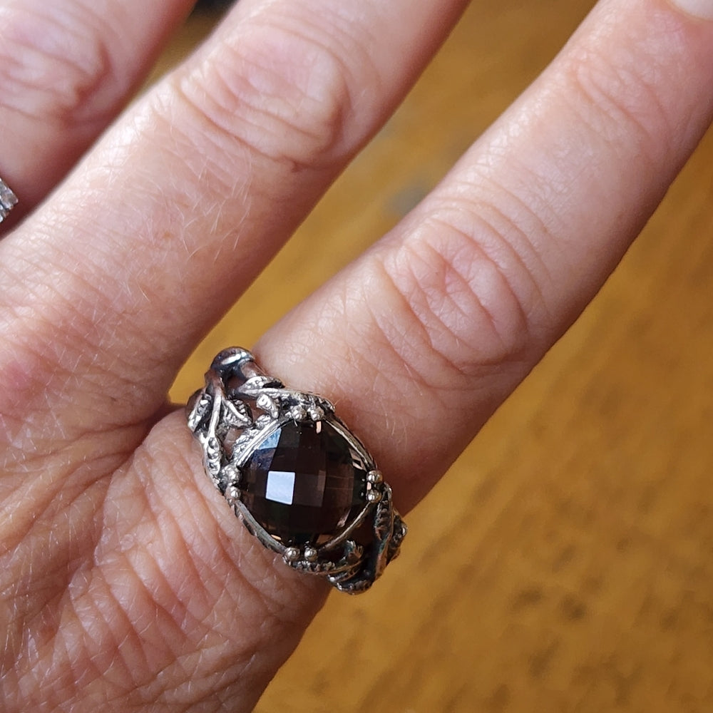PZ israel Sterling silver Smokey quartz ring size 10 fine jewe…