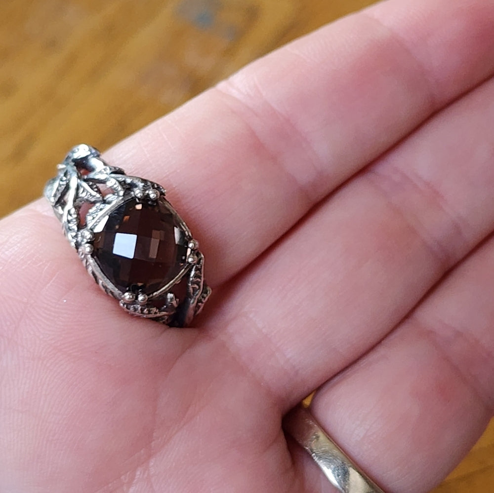 PZ israel Sterling silver Smokey quartz ring size 10 fine jewe…