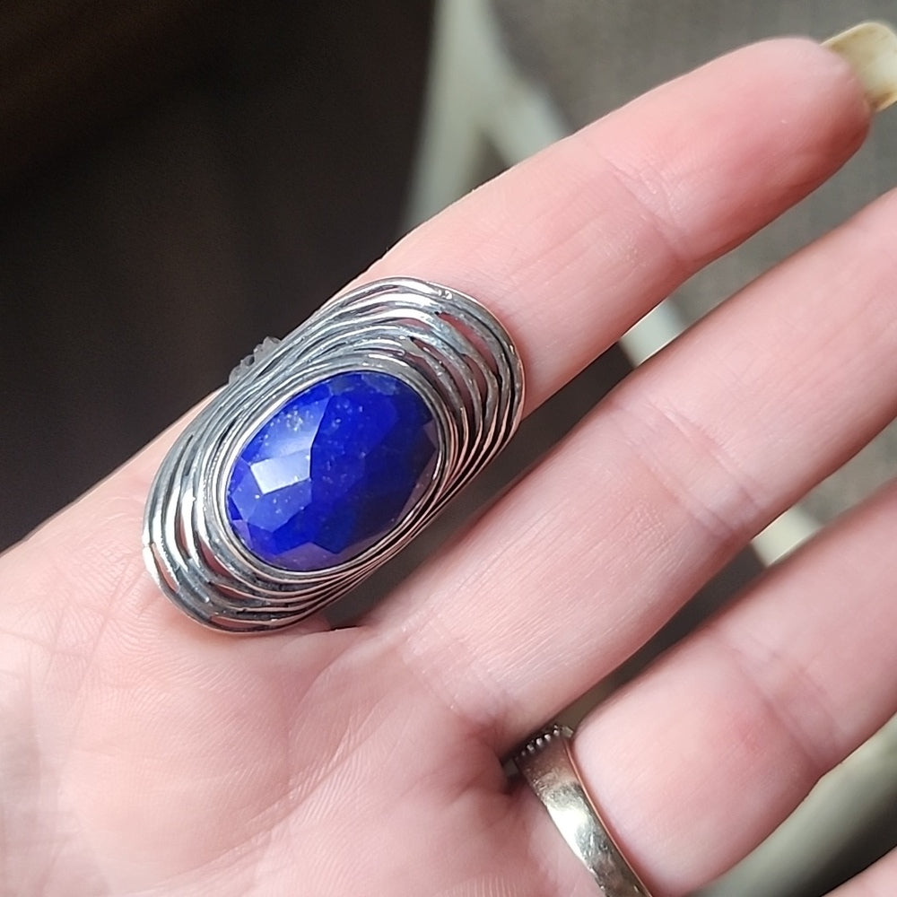 PZ israel Sterling silver ring chunky blue stone ring size 9.75 fine jewelry