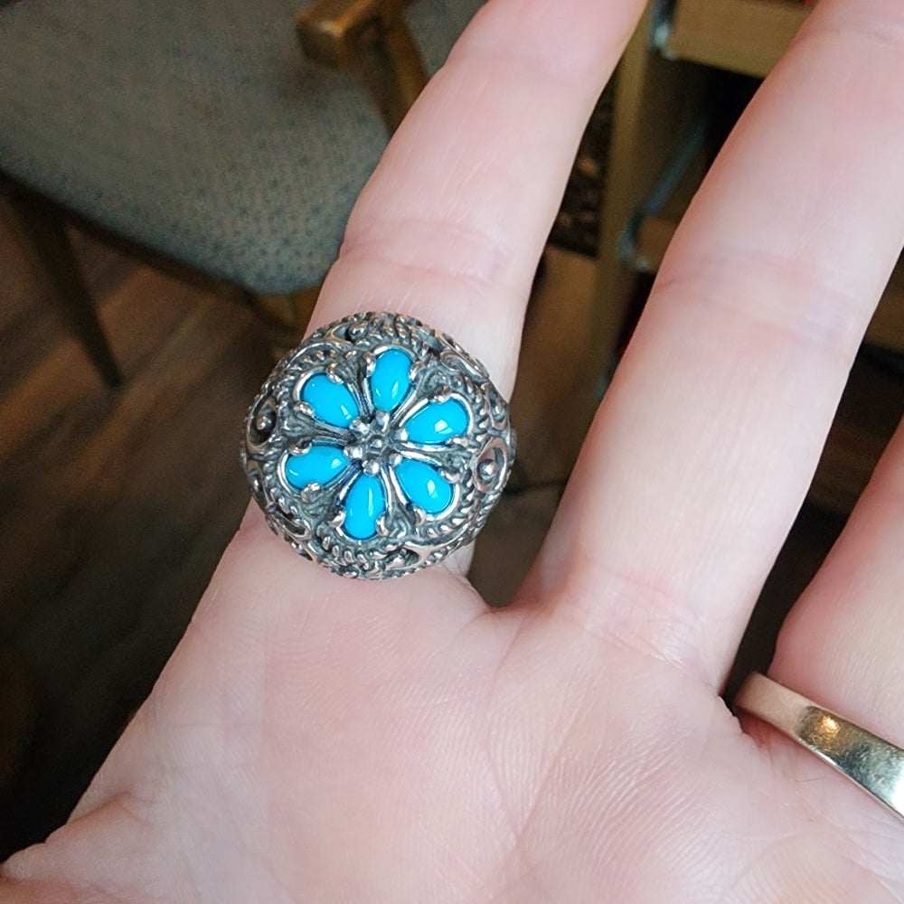 Sterling Silver Carolyn Pollack Relios Sleeping Beauty Turquoise ring si…