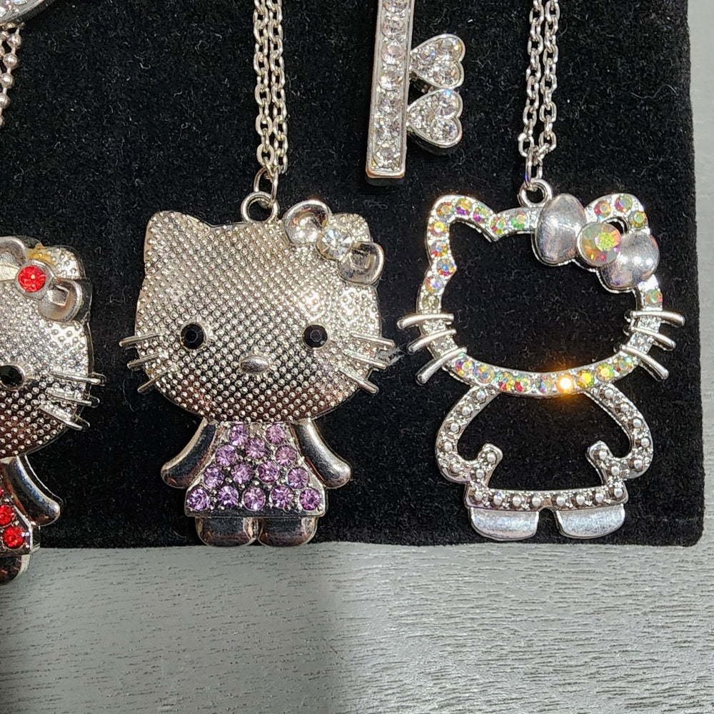 Jewelry  Lot 6 hello kitty necklaces w pendant rhinestones cats
