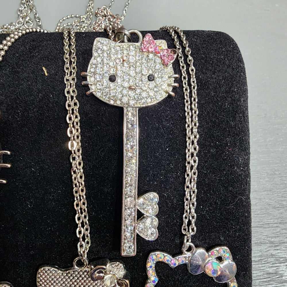 Jewelry  Lot 6 hello kitty necklaces w pendant rhinestones cats