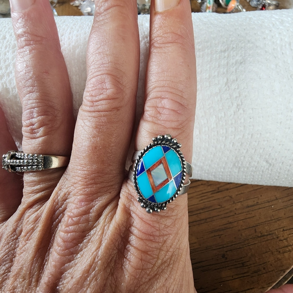 Carolyn Pollack Relios Sterling silver jewelry  ring size 10 inlay turqu…
