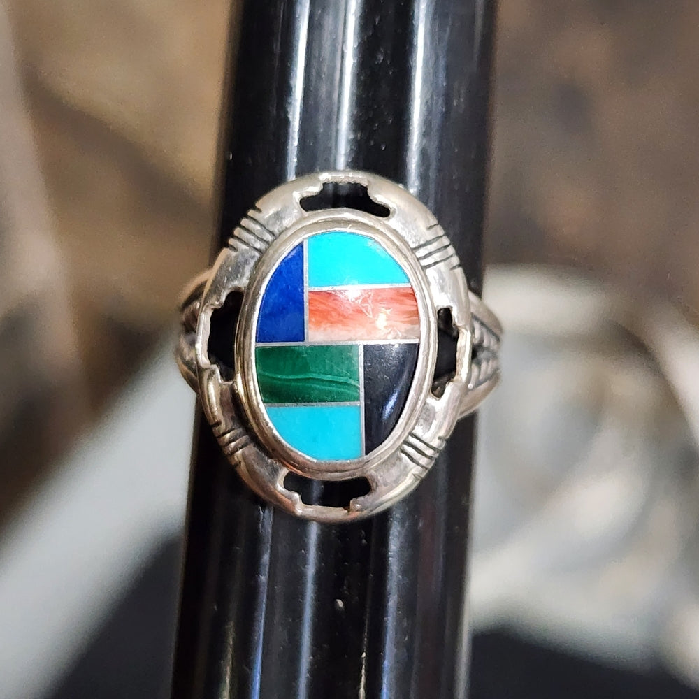 Carolyn Pollack Relios jewelry multi inlay sterling silver ring size 8 d…